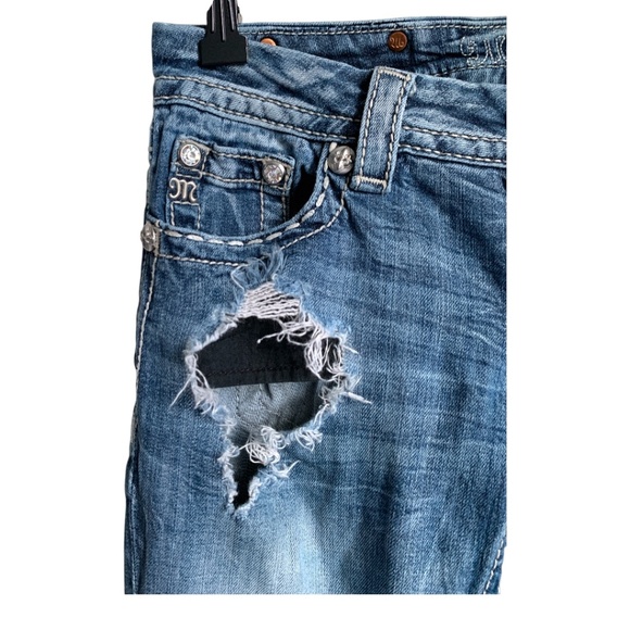Miss Me Women's Jeans Size 25 Signature Rise Boot Blow Out Jeans Hole on Pocket - Picture 4 of 8